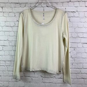 𝅺FABLETICS Cream Laurel Long Sleeve Top Large
